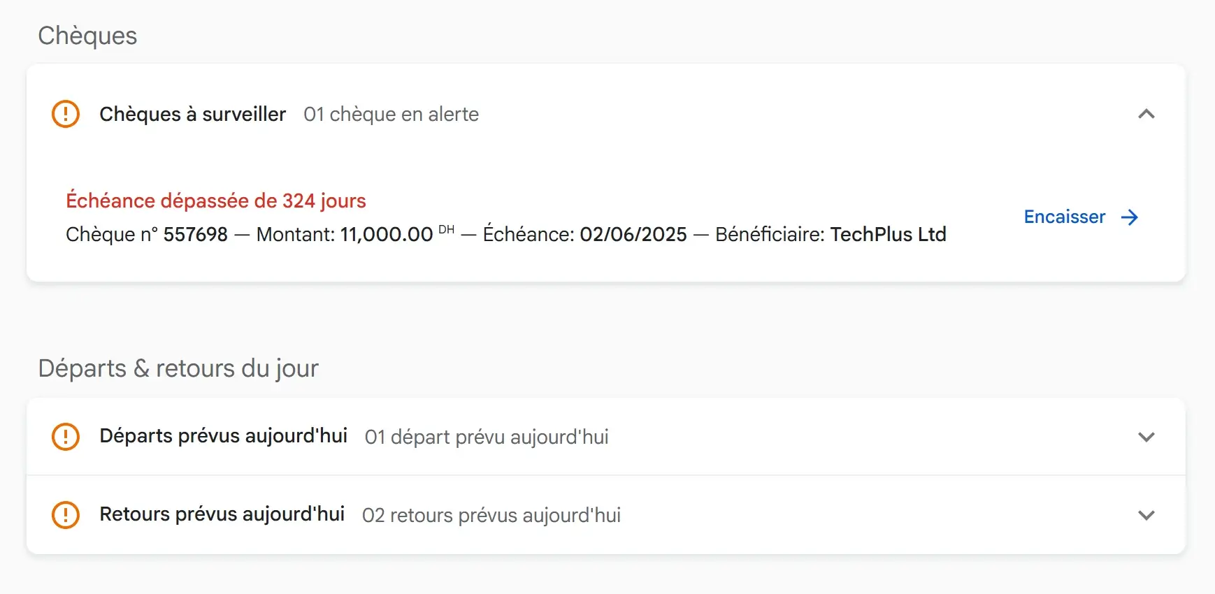 Centre des alertes et notifications dans Locapp