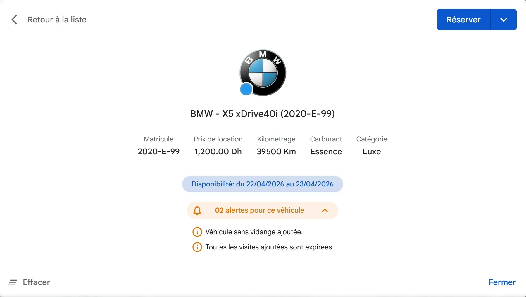 Parcours de création d’une réservation dans Locapp